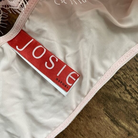 Josie Natori Womens Bralette Sz 34 Pink Sheer Floral Lace Wire Free Wireless Bra - Picture 6 of 7